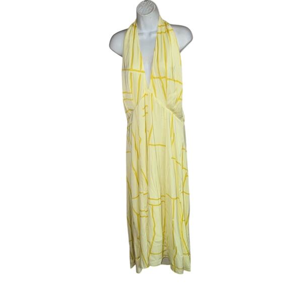 Banana Republic Yellow Backless Halter Maxi Sundress Women’s 16 NEW - Picture 1 of 10
